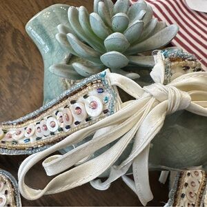 Beaded Button Satin Belt With Self Tie